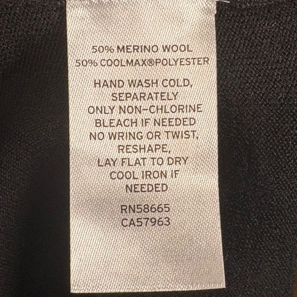 Nordstrom Mens Shop Black Merino Wool CoolMax Quarter Zip Sweater Medium